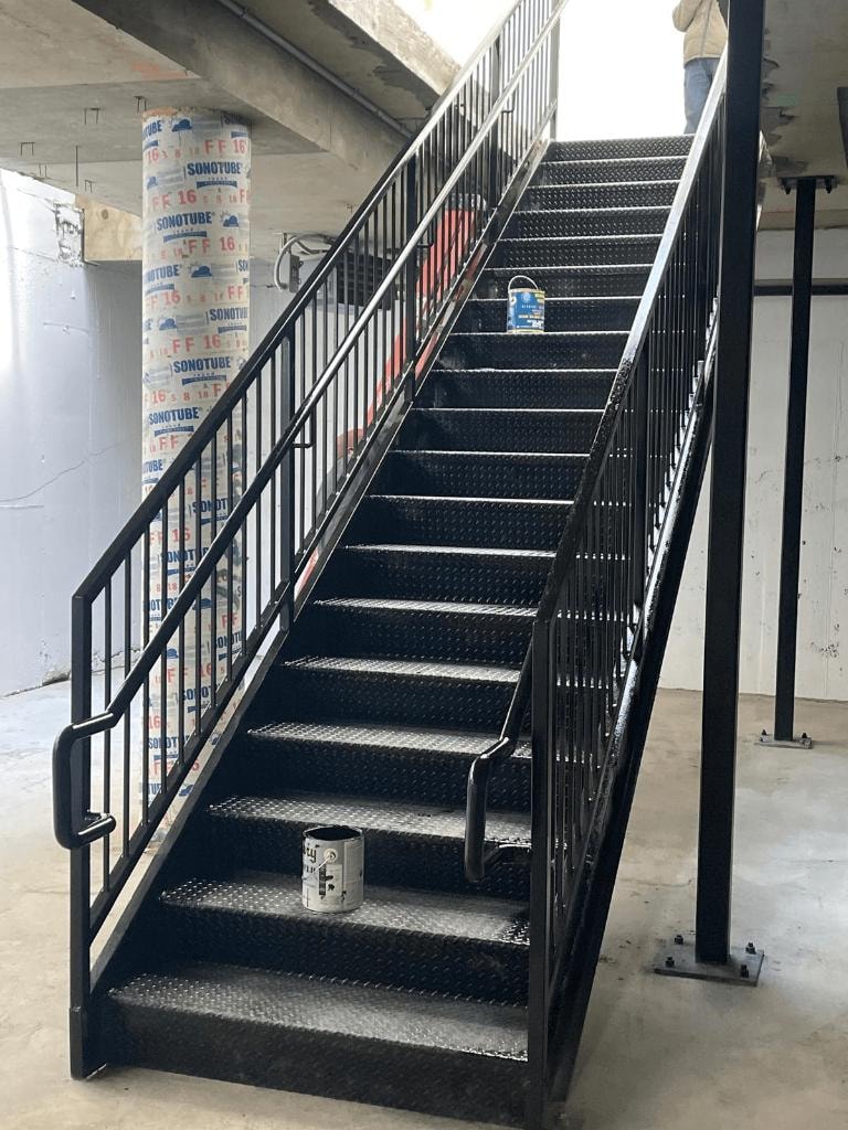 Interior Diamond-Plate Steel Staircase