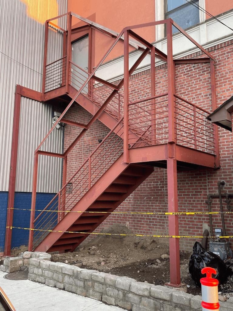 Red Structural Steel Staircase & Platform