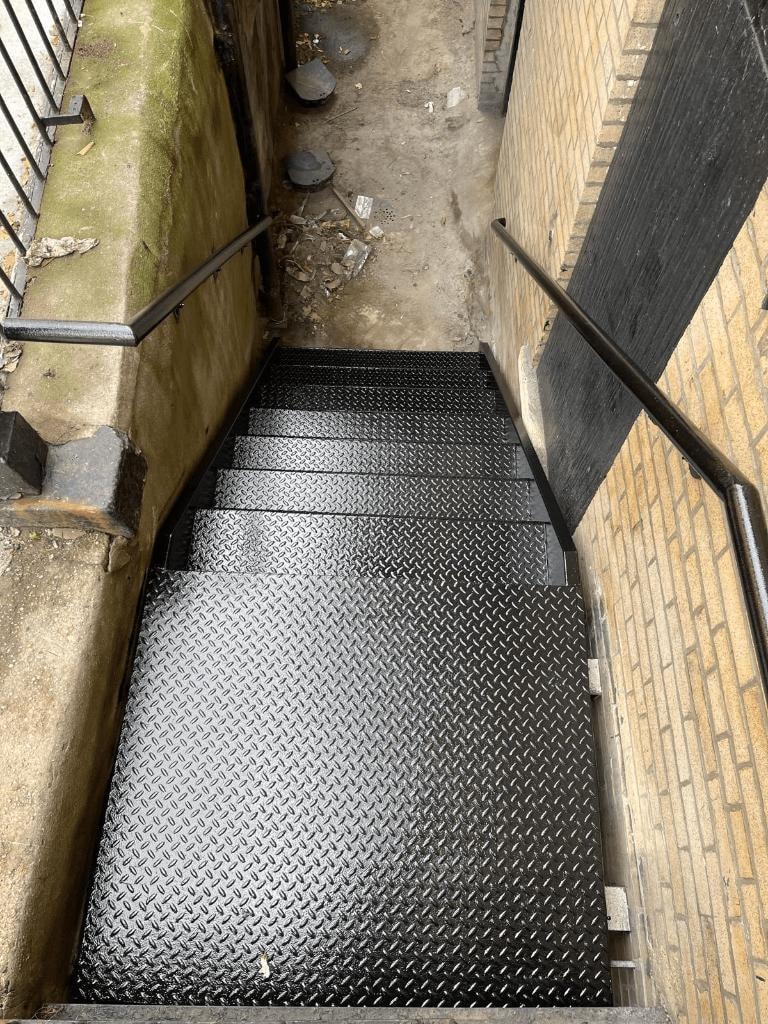 Diamond-Plate Cellar Stairs
