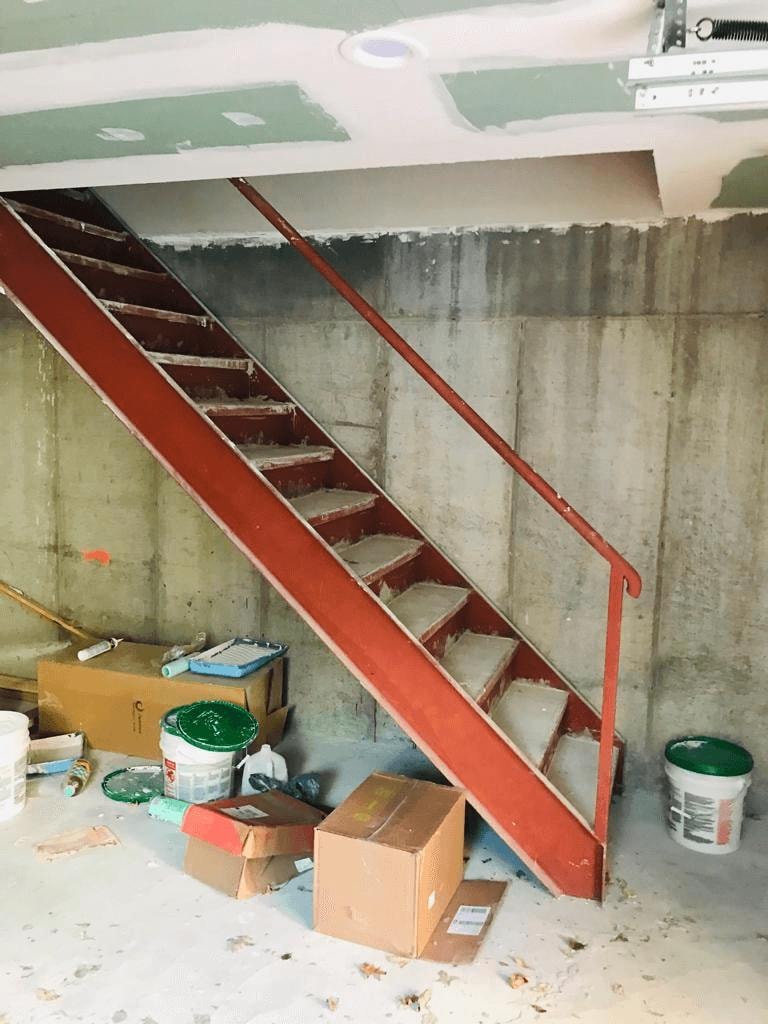 Red Steel Staircase Under Construction