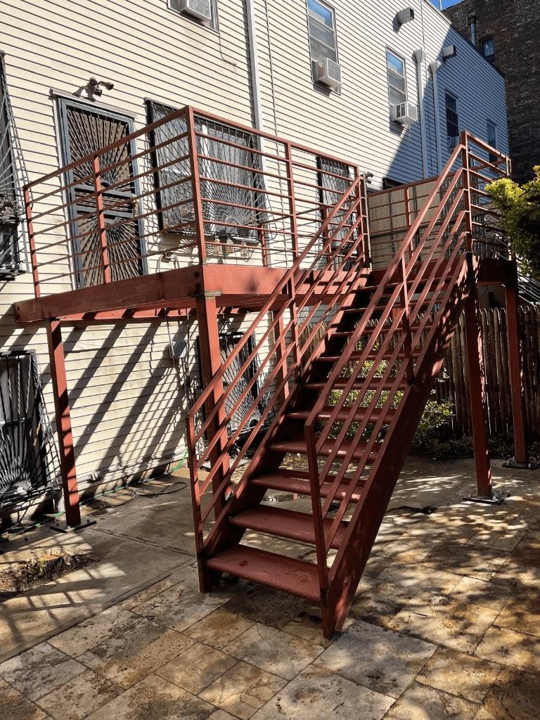Red Steel Deck & Stair Structure